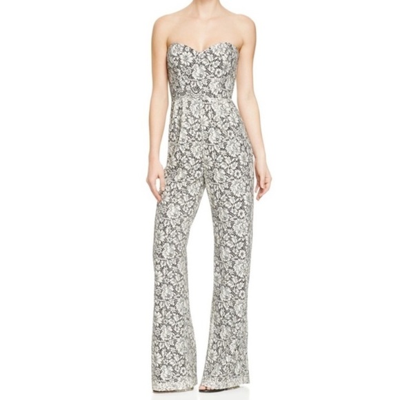 Parker Strapless Lace Overlay Jumpsuit Size Small | Black & Nude Formal - Picture 1 of 10